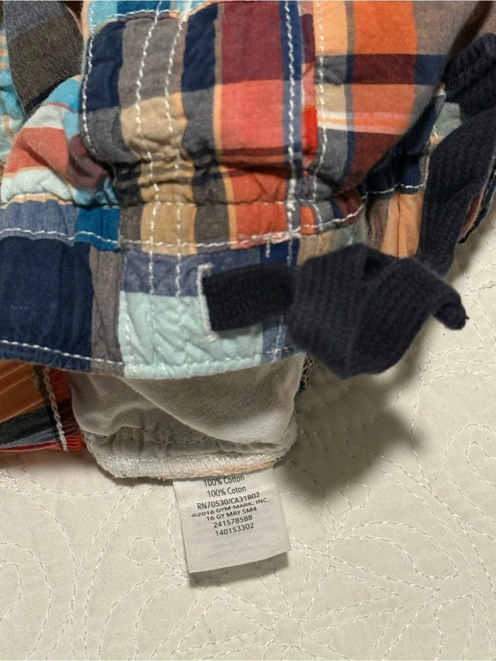 Gymboree Plaid Patchwork Cotton Shorts in Blue, Orange, Tan